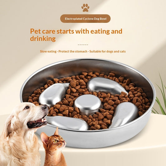 Pet Bowl Slow-feeding Bowl Dog Bowl Stainless Steel Water Bowl